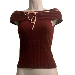 Charlotte Russe Burgundy Knit Off the Shoulder‎ Top, Small